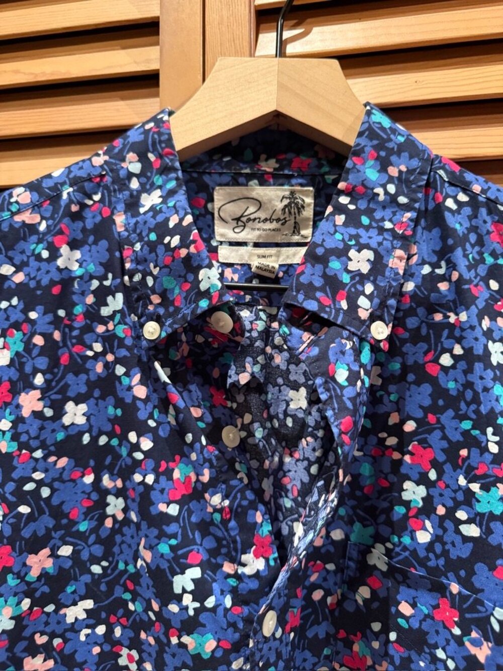 Bonobos Camp Blue Flowered Camp Shirt - Picture 3 of 7